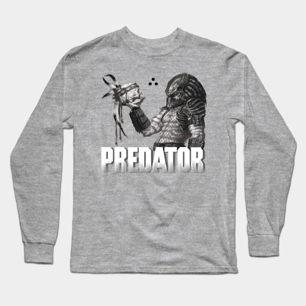 Predator Native Skull Long Sleeve T-Shirt by MrPhilFox